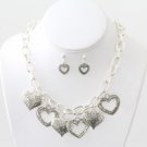 Silver Heart Necklace & Earring Set
