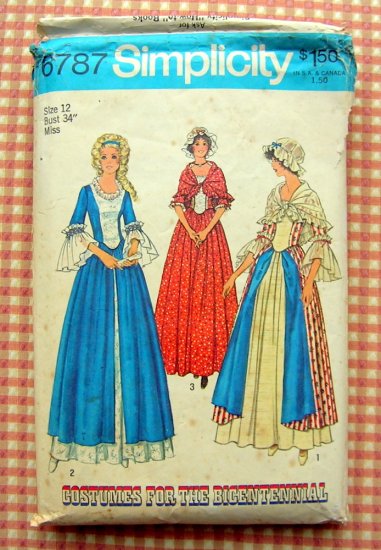 Revolutionary War Costume Vintage 70s Sewing Pattern Simplicity 6787
