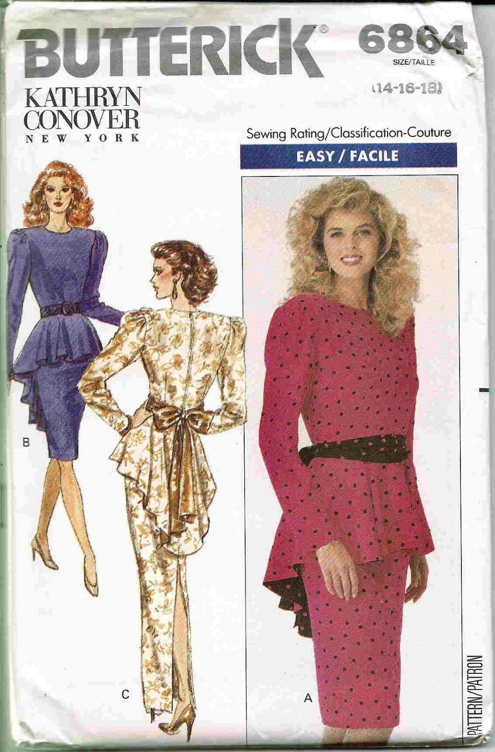 Vintage 80s Sewing Pattern Evening Dress Butterick 6864