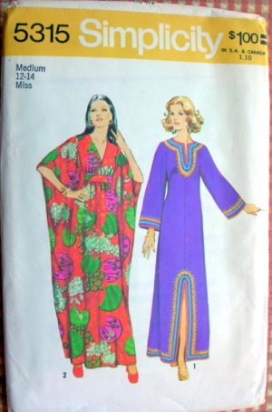 Misses' Caftan Vintage Sewing Pattern Simplicity 5315