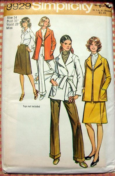Misses Jacket, Pants and Wrap Skirt Vintage Sewing Pattern Simplicity 9929
