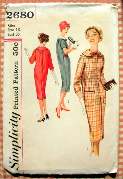 Fifties Sack Dress Vintage Sewing Pattern Simplicity 2680