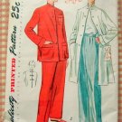 Mandarin Style Pajamas and Lounging Coat Vintage 50s Sewing Pattern Simplicity 3354