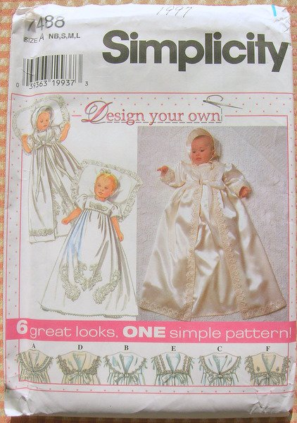 Christening Gown Vintage Sewing Pattern Simplicity 7488