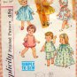 18" Baby Doll Wardrobe Vintage 60s Sewing Pattern Simplicity 4839