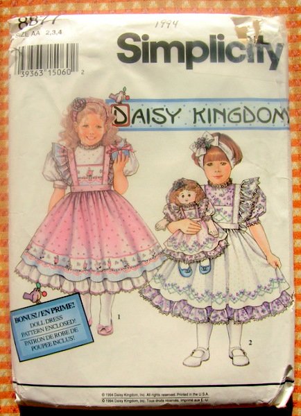 Daisy Kingdom Dress And 22 Doll Dress Simplicity 8877 Sewing Pattern 1275