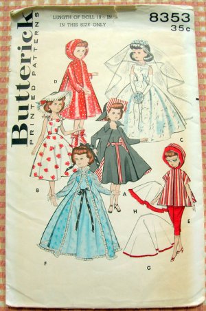 10.5-inch  Doll Vintage 50s Original Sewing Pattern Butterick 8353