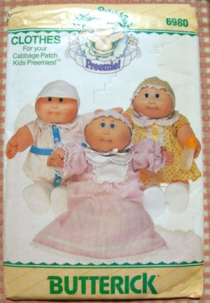 Cabbage Patch Kids Preemie Doll Clothes Uncut Sewing Pattern Butterick 6980