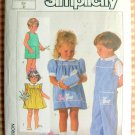 Toddlers Dress and Long or Short Overalls Vintage Sewing Pattern Simplicity 7353