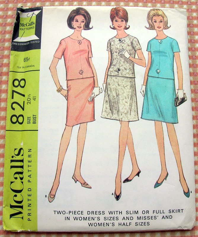 McCall's 8278 Two Piece Dress Vintage 60s Sewing Pattern