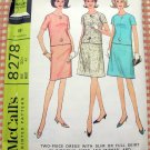 McCall's 8278 Two Piece Dress Vintage 60s Sewing Pattern