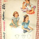 Toddler Girl's 1940s Puffed Sleeve Blouse Simplicity 2047 Vintage Sewing Pattern