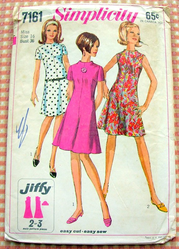 Simplicity 7161 Misses A-Line Dress Vintage 60's Sewing Pattern
