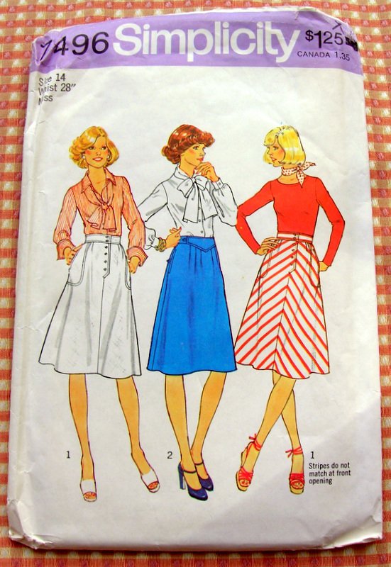 Bias Cut Skirt Vintage Seventies Sewing Pattern Simplicity 7496