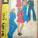 Girl's Pants, Skirt, Vest and Shirt Jacket Vintage 70s Sewing Pattern McCalls 4143