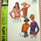 McCall's 2192 Misses Blouse Tops Vintage 60s Sewing Pattern