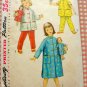 Girl's Pajamas and Robe with 17" and 23" Doll Clothes Vintage 50s Sewing Pattern Simplicity 1785