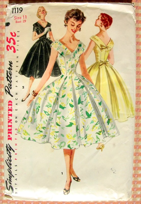 Party Dress 50s Vintage Sewing Pattern Simplicity 1119