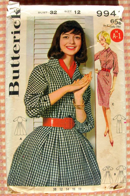 Vintage 50s or 60s Sewing Pattern Full or Slim Skirted Dress Butterick 9941