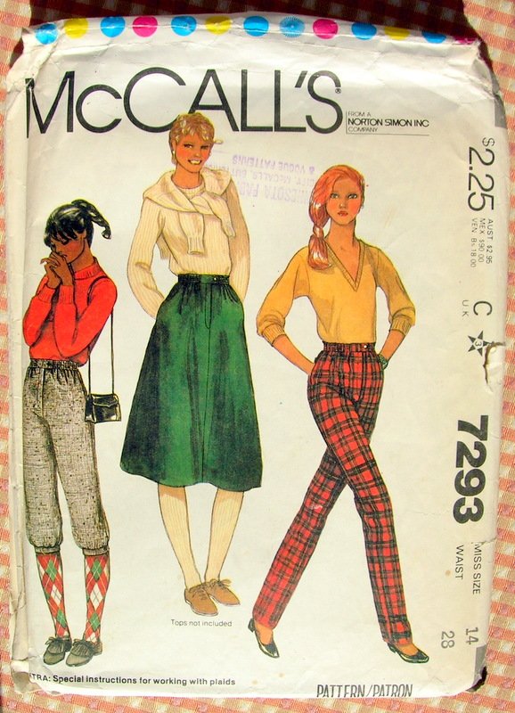 Knickers, Skirt and Pants 80s Vintage Sewing Pattern McCalls 7293