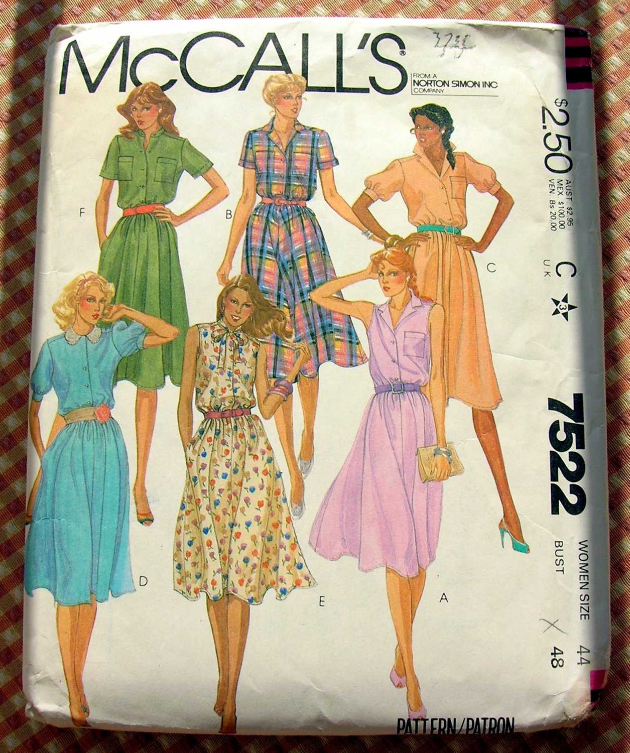 McCall's 7522 Plus Size Shirtwaist Dress Vintage 80s Sewing Pattern