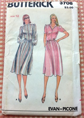 Misses Dress Butterick 3708 Vintage Sewing Pattern