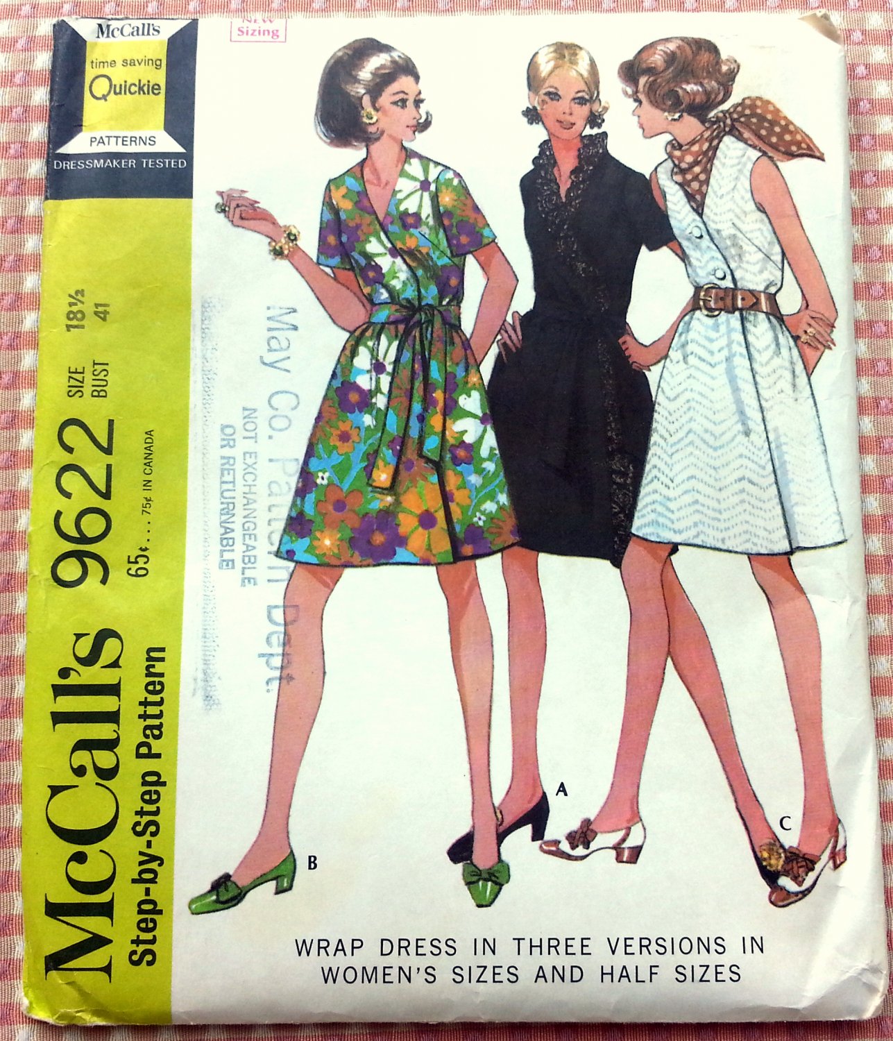 Vintage 60s Plus Size Wrap Dress McCall's 9622 Sewing Pattern