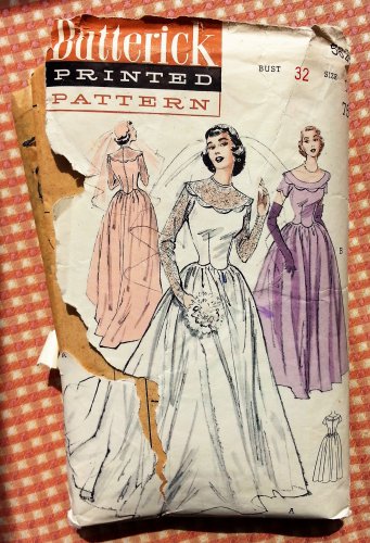 Misses 1950s Wedding Gown or Dress Vintage Sewing Pattern Butterick 5627