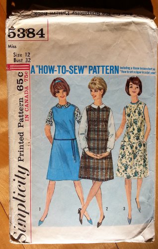 Misses' 60s Dress or Jumper and Blouse Vintage Sewing Pattern Simplicity 5384
