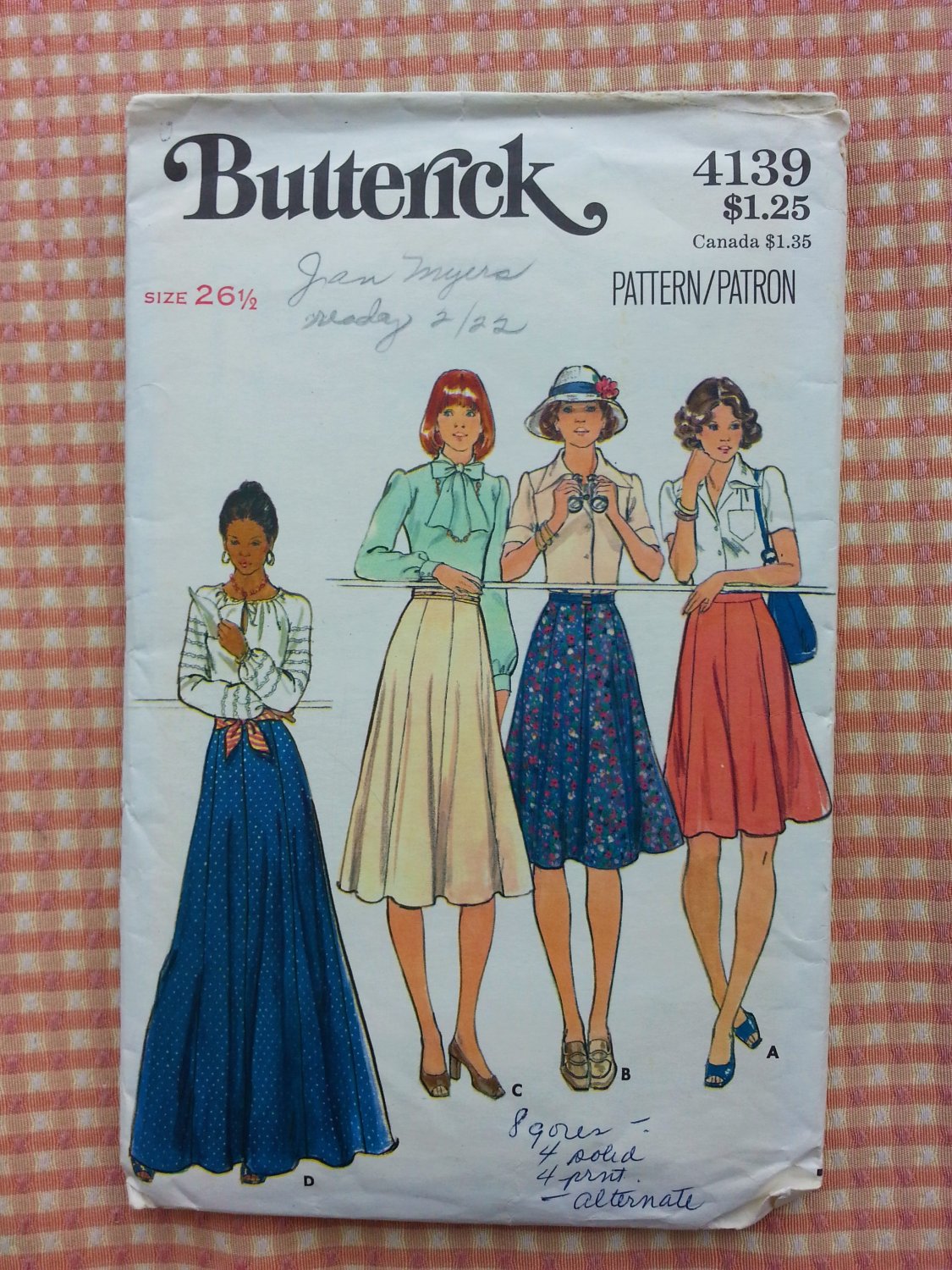 Misses 70s Flared Skirt Vintage Sewing Pattern Butterick 4139 