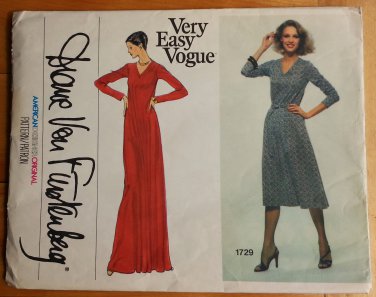 Vintage 70s Diane Von Furstenberg Dress sewing pattern Vogue 1729