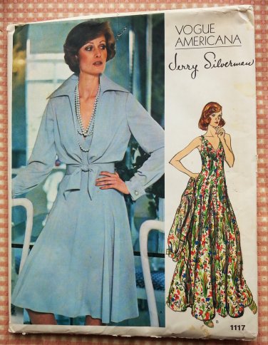 Vintage 70s Jerry Silverman Evening Dress and Jacket Vogue sewing pattern 1117