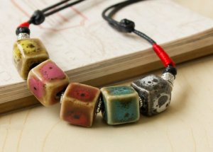 HANDMADE Porcelain beads necklace colorful