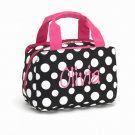 Monogrammed Black and White Polka Dot Lunch Bag