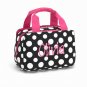 Monogrammed Black and White Polka Dot Lunch Bag