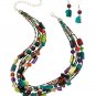 Multi Colored Beaded Necklace and Earring Set