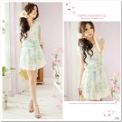Flowers Floral Chiffon Dress/Shirt Blue XS~S