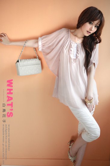 WOMENS CHIFFON PINK TOPS/BLOUSE ONE SIZE