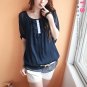 WOMENS CHIFFON CREAM TOPS/BLOUSE ONE SIZE Blue