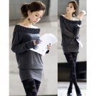 Cotton Drape Neckline Top/Dress Dark Grey S~M