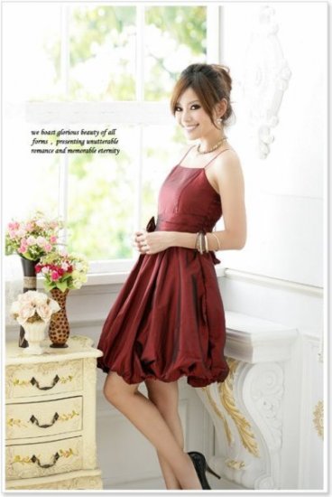 Women Slim Bubble Dress Red