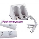 Wii remote controller Blue Light Charge Station with 2800mAh Battery White