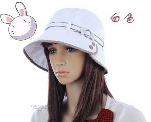 Diamond Bowknot Round Hat White