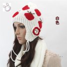 Flower Crystal Knitted Hat White