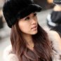 Real Mink Peaked Cap Black