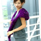 Real Rabbit Fur Check Embellished Multi Function Scarf Purple