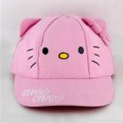 Kitty Pattern Cartoon Ball Hat with Pink Bowknot