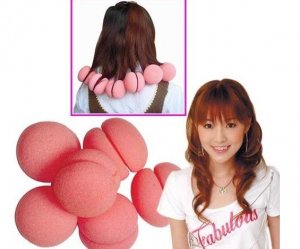 Magic Soft Sponge Hair Care Roller Curler - Pink 6pcs