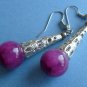 Purple Jade and Silver Earrings