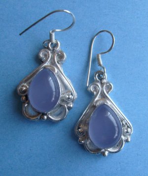 Violet Chalcedony Tibet Silver Earrings